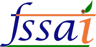 FSSAI food safety certification logo in blue, orange, and green.