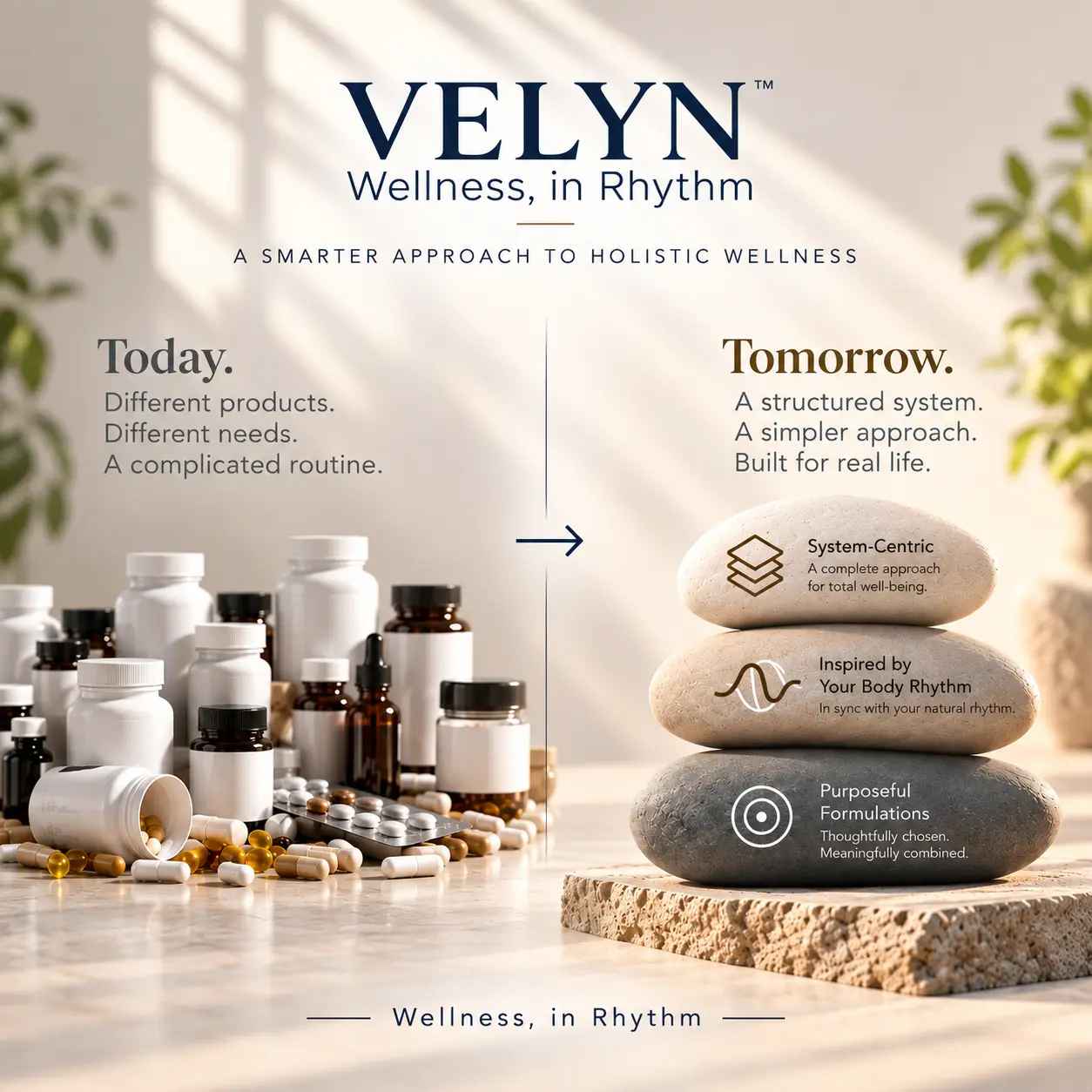 Velyn Wellness in Rhythm holistic wellness system with a structured supplement routine.